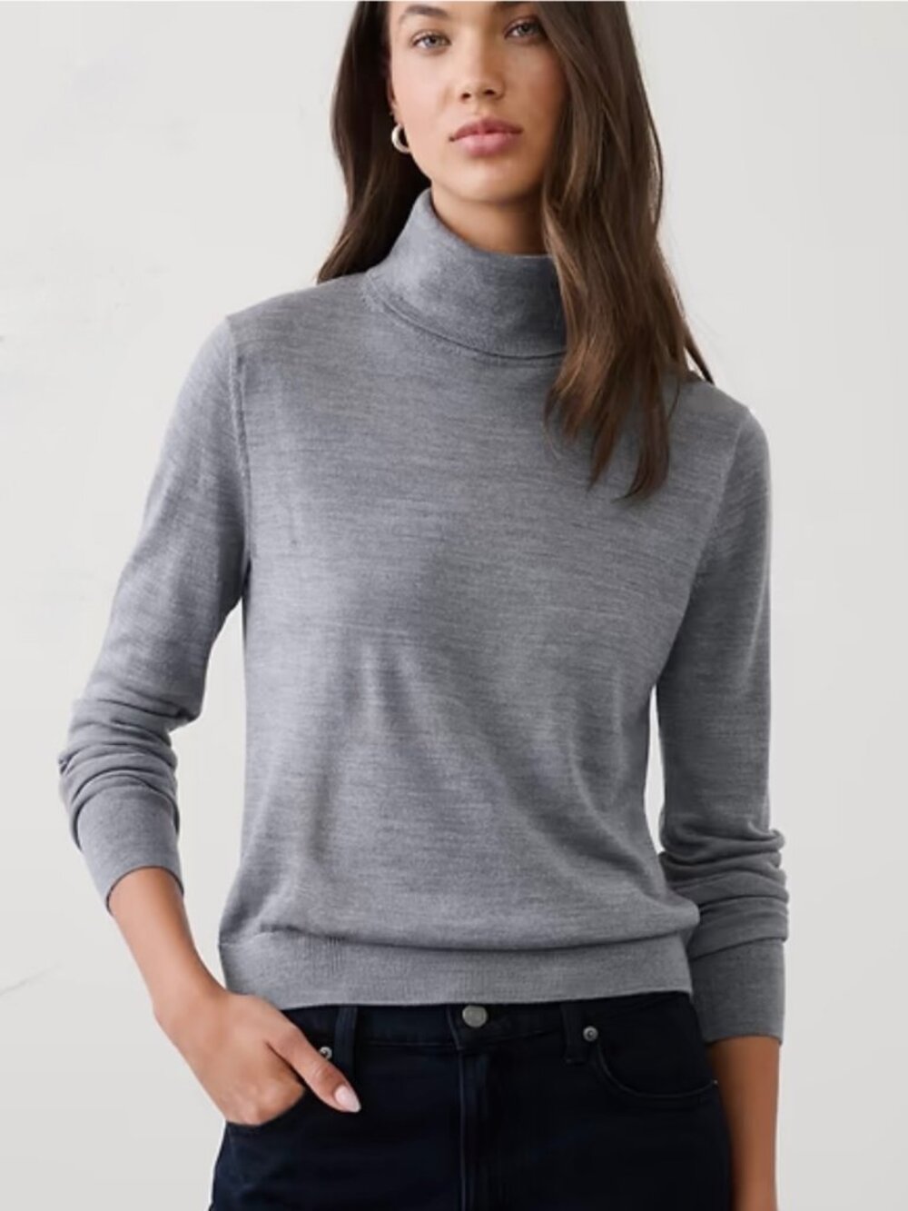 Banana Republic 100% Merino Wool Fine Knit Turtleneck Sweater S Minimalist